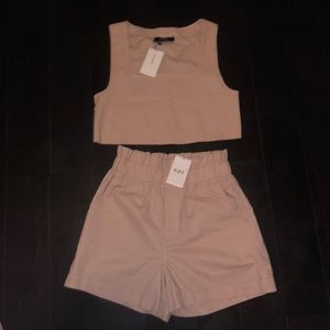 NWT o.p.t. Vienna set nude top sz M shorts sz S